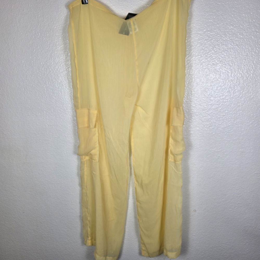 Wild Fable Women's Chiffon Swim Cover Up Cargo Pants Yellow Size S(4-6) - Picture 2 of 8